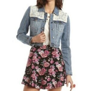 Hot Kiss Womens Jacket Jean Cropped Denim Lace